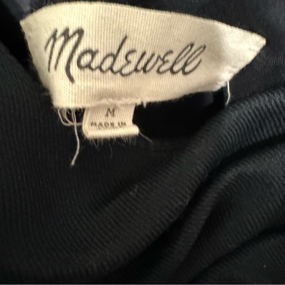 Madewell Linen Blend Embroidered Tassel Shift Dress - Size M Black - Picture 10 of 11